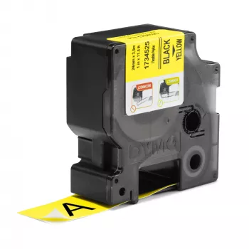 DYMO Rhino Industrial Flexible Nylon Labels | 24 mm x 3.5 m | Black Print on Yellow | Self-Adhesive | for Rhino & LabelManager Label Makers