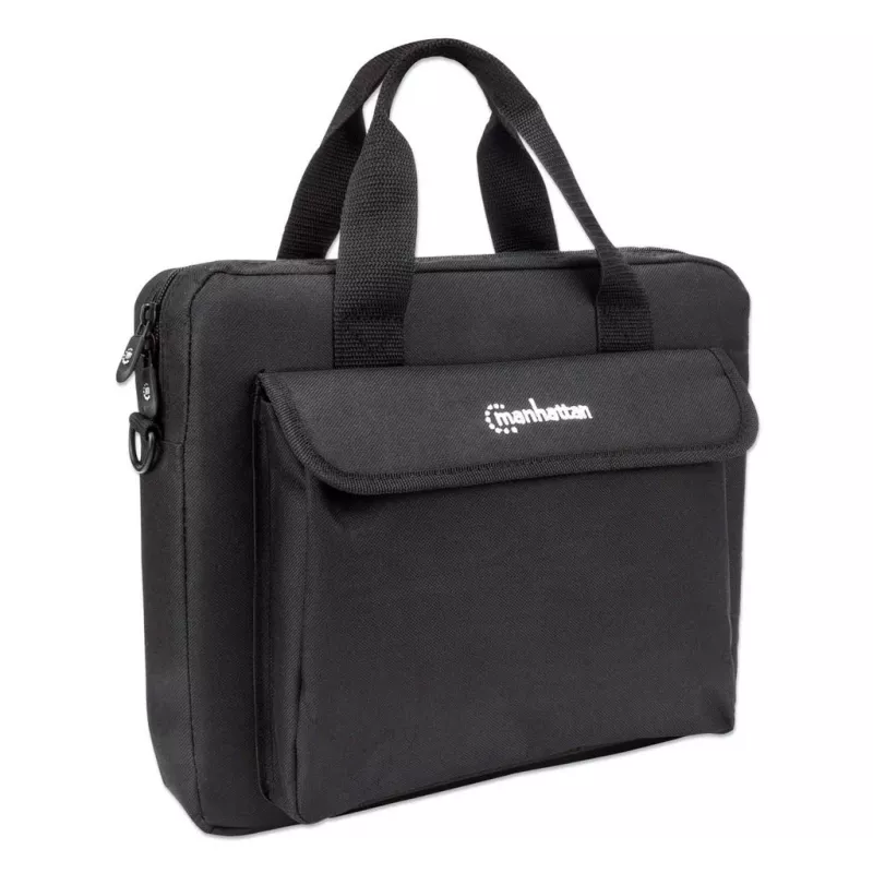 Manhattan London Laptop Bag 12.5 inch, Top Loader, Black, LOW COST, Accessories Pocket, Shoulder Strap (removable), Notebook Case, Three Year Warranty