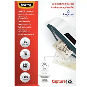 Fellowes ImageLast A5 125 Micron Laminating Pouch - 25 pack, Glossy, Transparent, A5, 0.125 mm, 218 mm, 1 mm