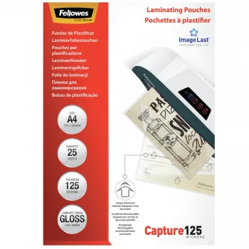 Fellowes ImageLast A4 125 Micron Laminating Pouch - 25 pack, Glossy, Transparent, A4, 0.125 mm, 310 mm, 214 mm