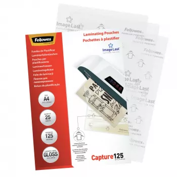 Fellowes ImageLast A4 125 Micron Laminating Pouch - 25 pack, Glossy, Transparent, A4, 0.125 mm, 310 mm, 214 mm