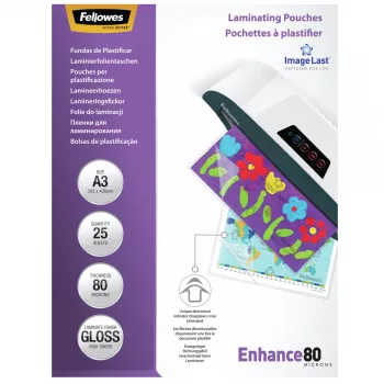 Fellowes ImageLast A3 80 Micron Laminating Pouch - 25 pack, Glossy, Transparent, A3, 0.08 mm, 430 mm, 1 mm