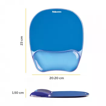 Fellowes Mouse Mat Wrist Support - Crystals Gel Mouse Pad with Non Slip Rubber Base - Ergonomic Mouse Mat for Computer, Laptop, Home Office Use - Compatible with Laser and Optical Mice - Blue