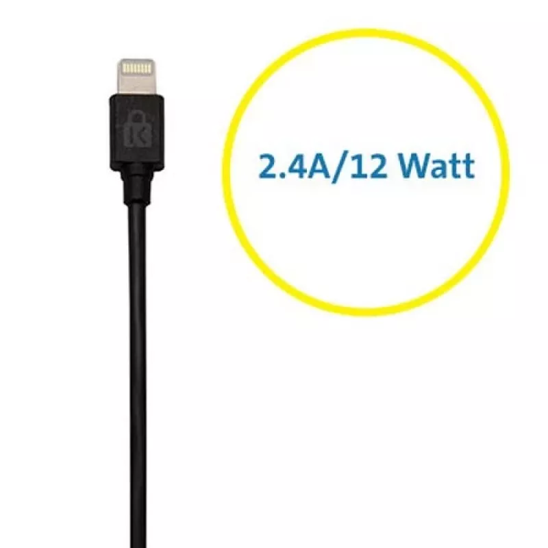 Kensington PowerBolt™ 2.4 Car Charger — Black, Auto, Cigar lighter, 1 m, Black