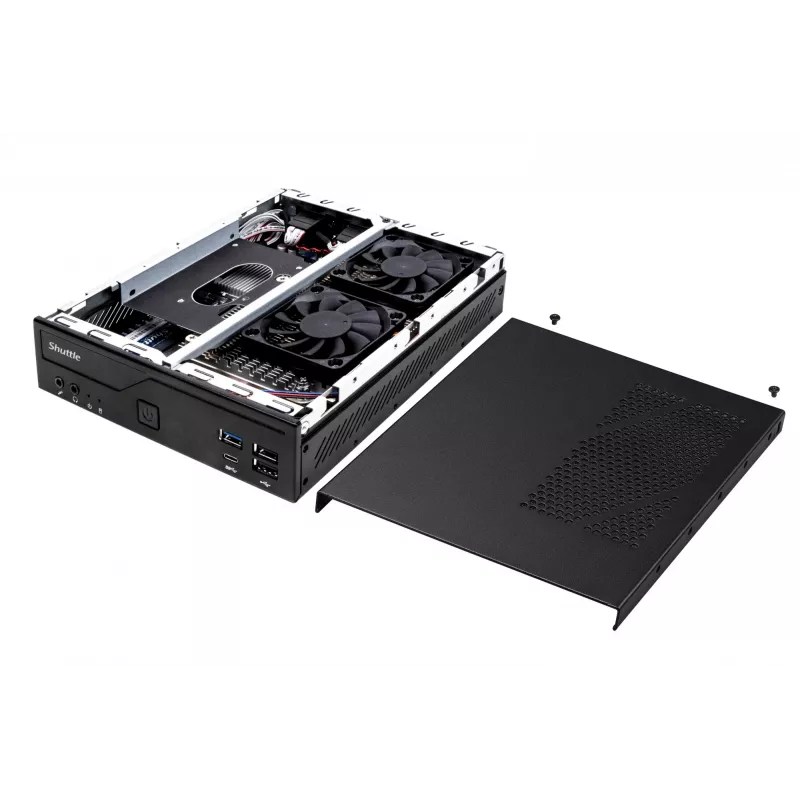Shuttle Slim PC DH610 , S1700, 1x HDMI, 2x DP , 1x 2.5 inch, 2x M.2, 2x LAN (Intel 1G + 2.5G), 2x COM, 24/7 permanent operation, incl. VESA