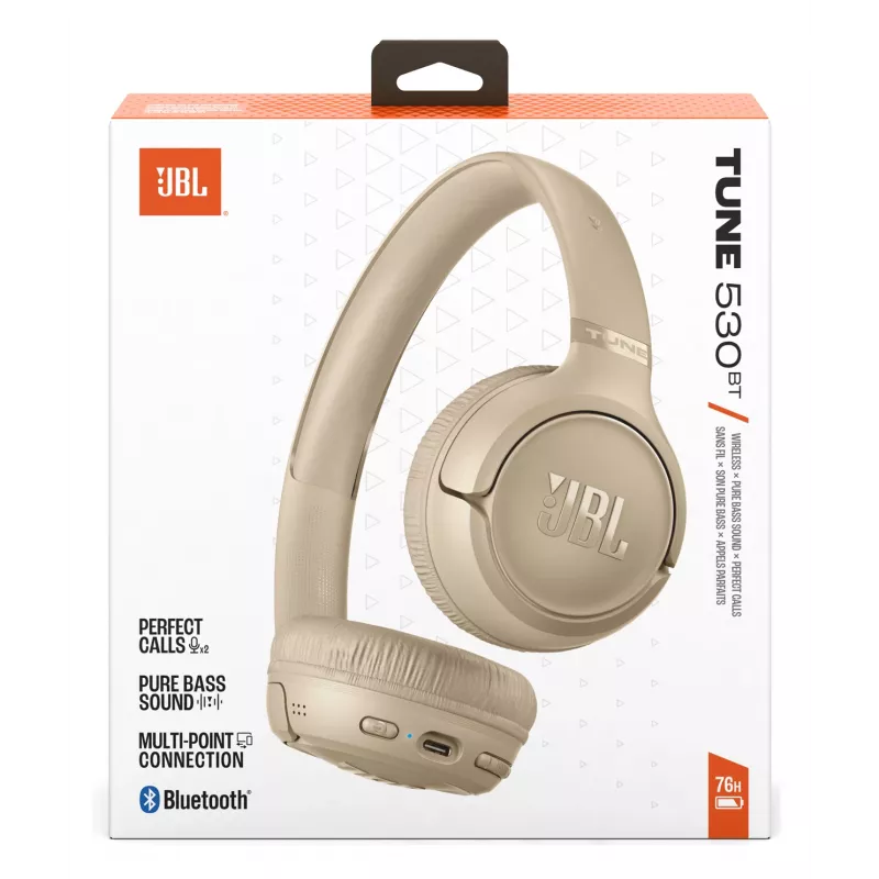 JBL Tune 530BT Headset Wireless Head-band Calls/Music USB Type-C Bluetooth Beige