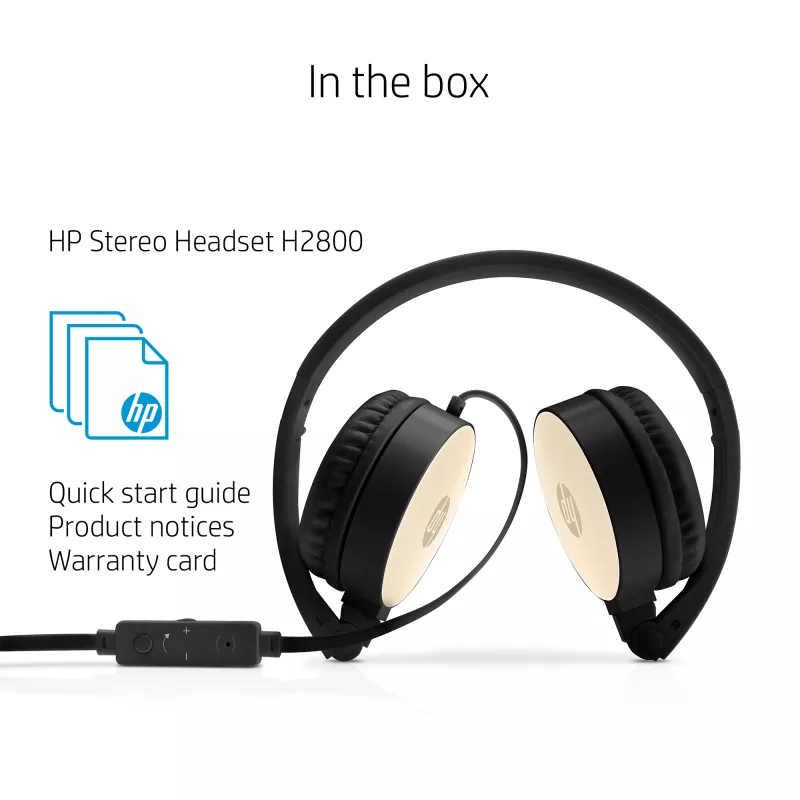 HP Stereo Headset H2800 (Black w. Silk Gold), Wired, Calls/Music, 125 g, Headset, Black, Gold