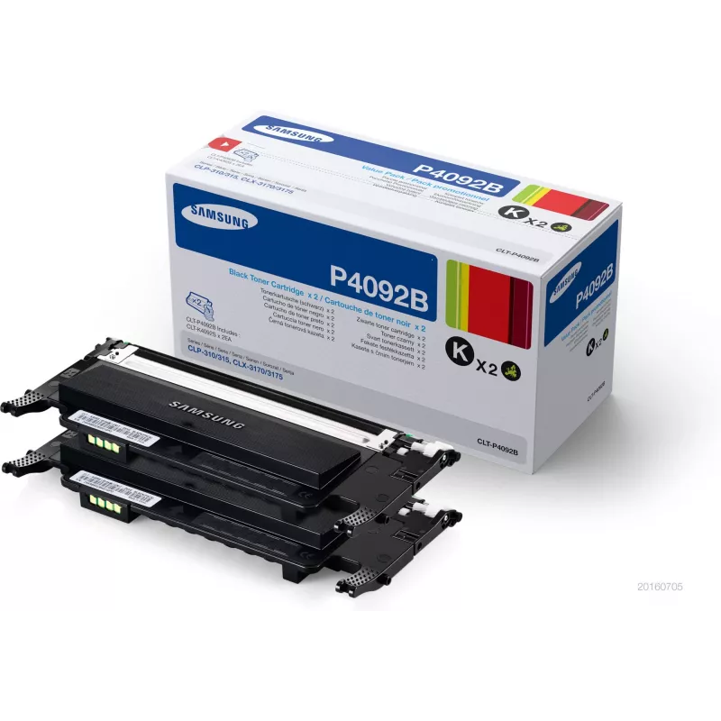 Toner cartridges 2-pack, Samsung CLT-P4092B, Black, 1,500 pages per cartridge