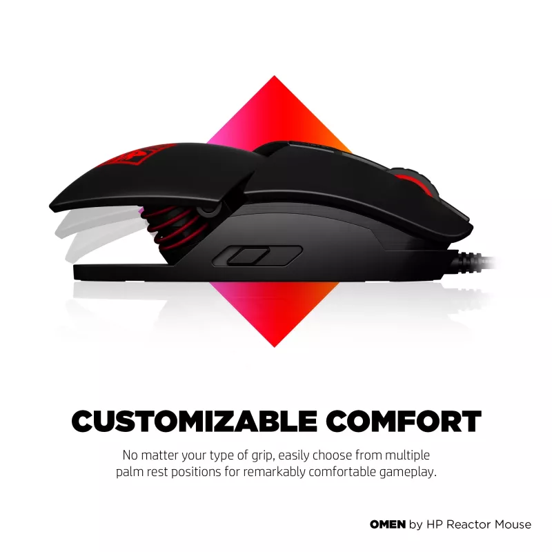 HP OMEN by Reactor Mouse, Right-hand, Optical, USB Type-A, 16000 DPI, 0.2 ms, Black