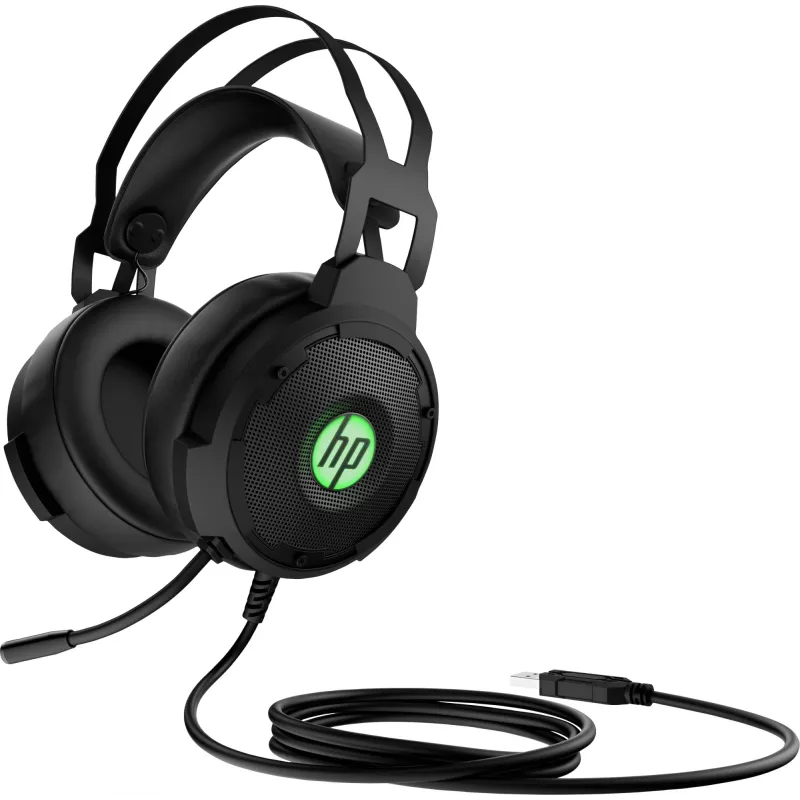 HP Pavilion Gaming Headset 600, Wired, Gaming, 360 g, Headset, Black, Green