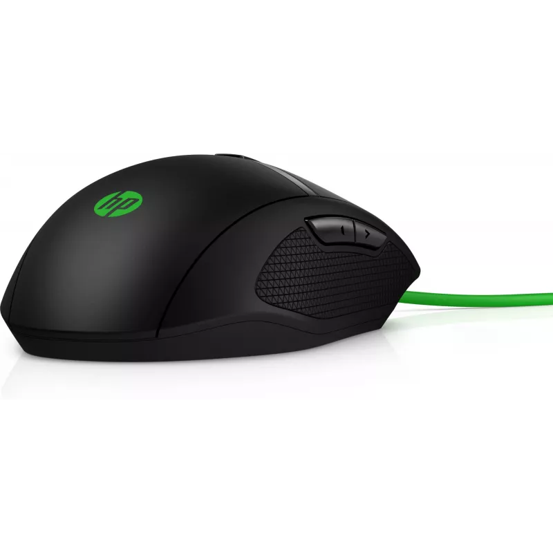 HP Pavilion Gaming Mouse 300, Ambidextrous, Optical, USB Type-A, 5000 DPI, Black, Green