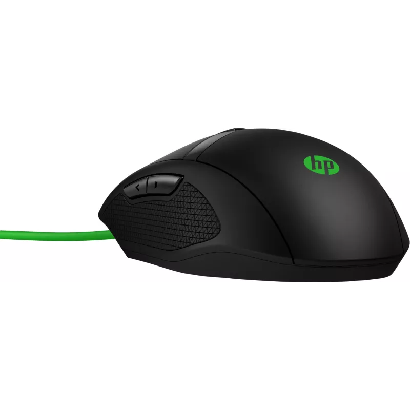 HP Pavilion Gaming Mouse 300, Ambidextrous, Optical, USB Type-A, 5000 DPI, Black, Green