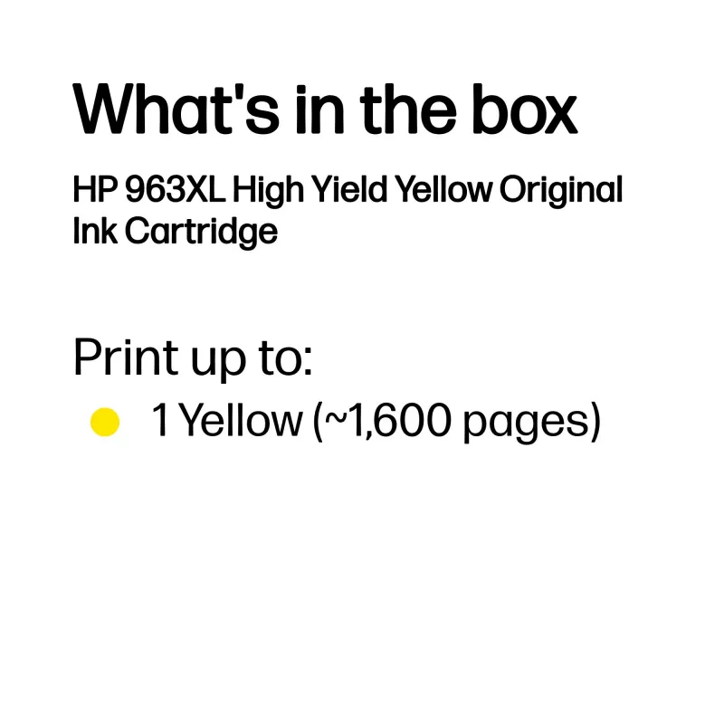 HP 963XL High Yield Yellow Original Ink Cartridge, Yellow, 1 pc(s), 1600 pages