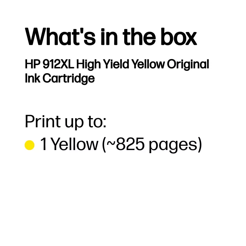 HP 912XL High Yield Yellow Original Ink Cartridge, Yellow, 1 pc(s), 700 pages