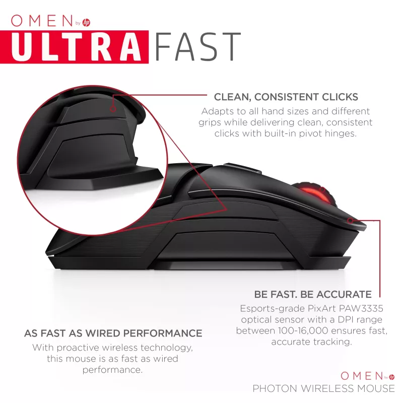 Mouse HP OMEN by Photon Wireless Bluetooth USB Type-A