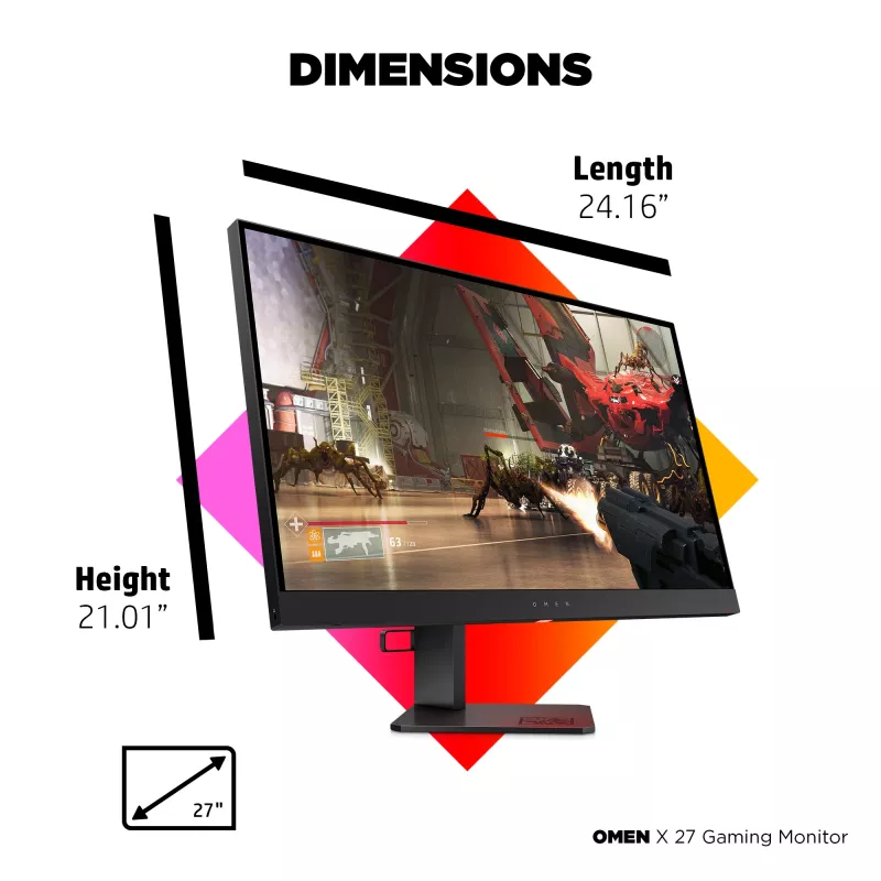 HP OMEN X 27 computer monitor 68.6 cm (27 inch) 2560 x 1440 pixels Quad HD Black (Refurbished)