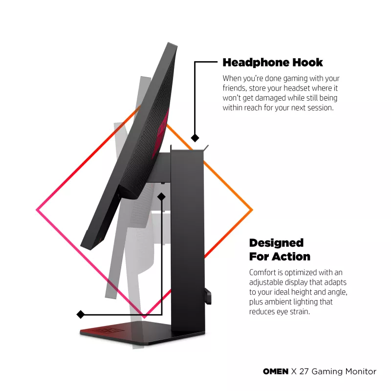 HP OMEN X 27 computer monitor 68.6 cm (27 inch) 2560 x 1440 pixels Quad HD Black (Refurbished)