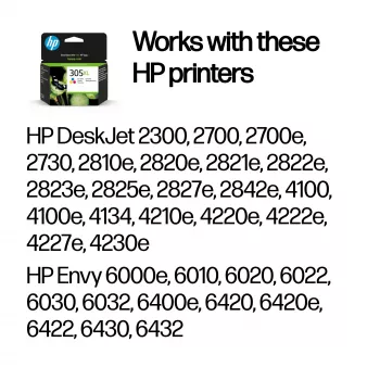 HP 305XL High Yield Tri-color Original Ink Cartridge, Cyan, Magenta, Yellow, 1 pc(s), 200 pages