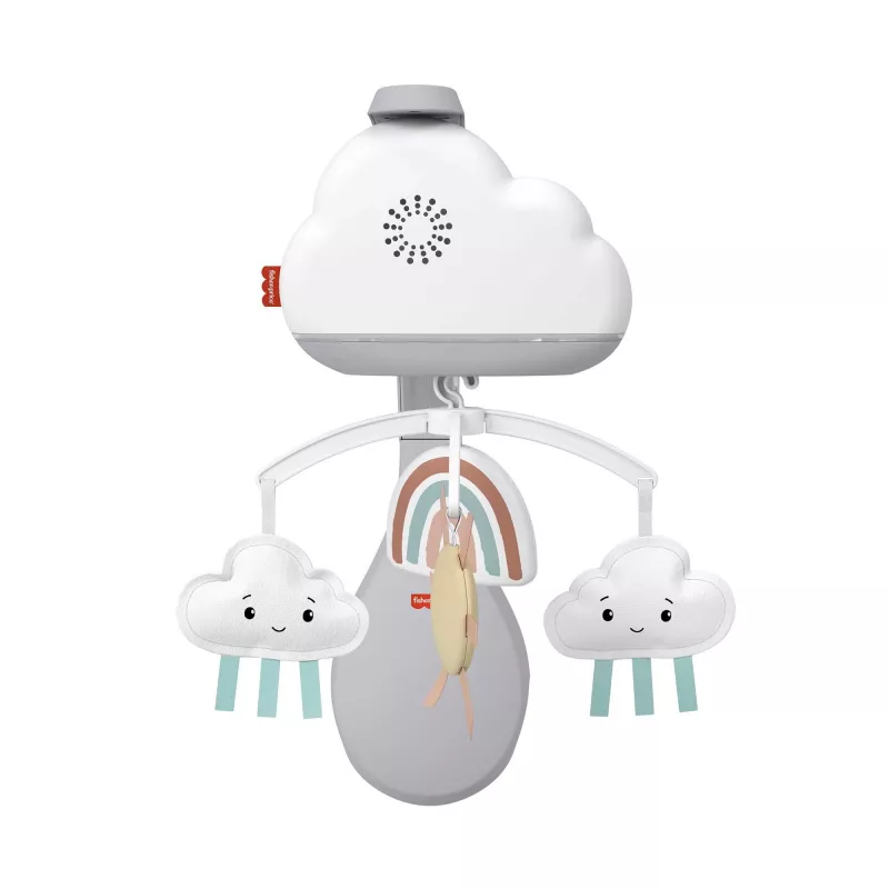 Fisher-Price Rainbow Showers Bassinet to Bedside Mobile, Cot, Sounding, Night-light, Integrated timer, Fabric, Plastic