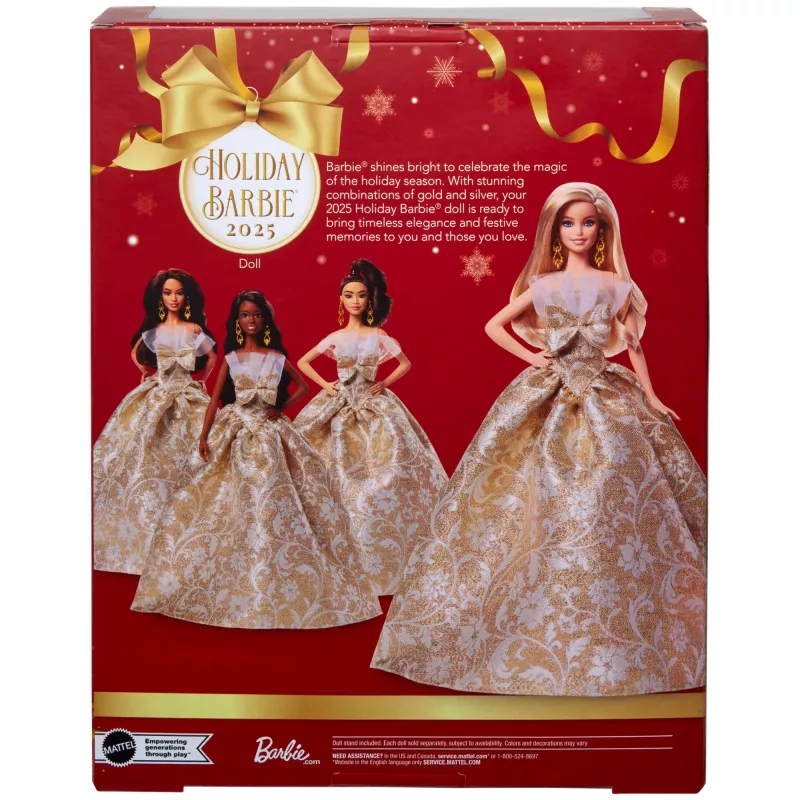 Barbie Signature 2025 Holiday Fashion Doll, Seasonal Collector, Blonde with Silver & Gold Gown