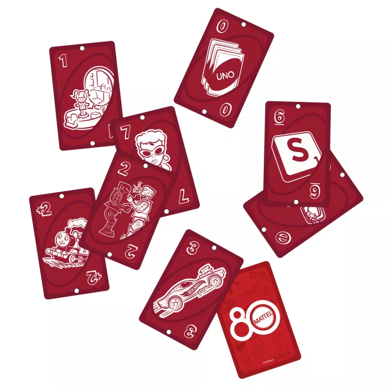Games UNO Mattel 80th Ruby Red Card Game for Kids & Family Night
