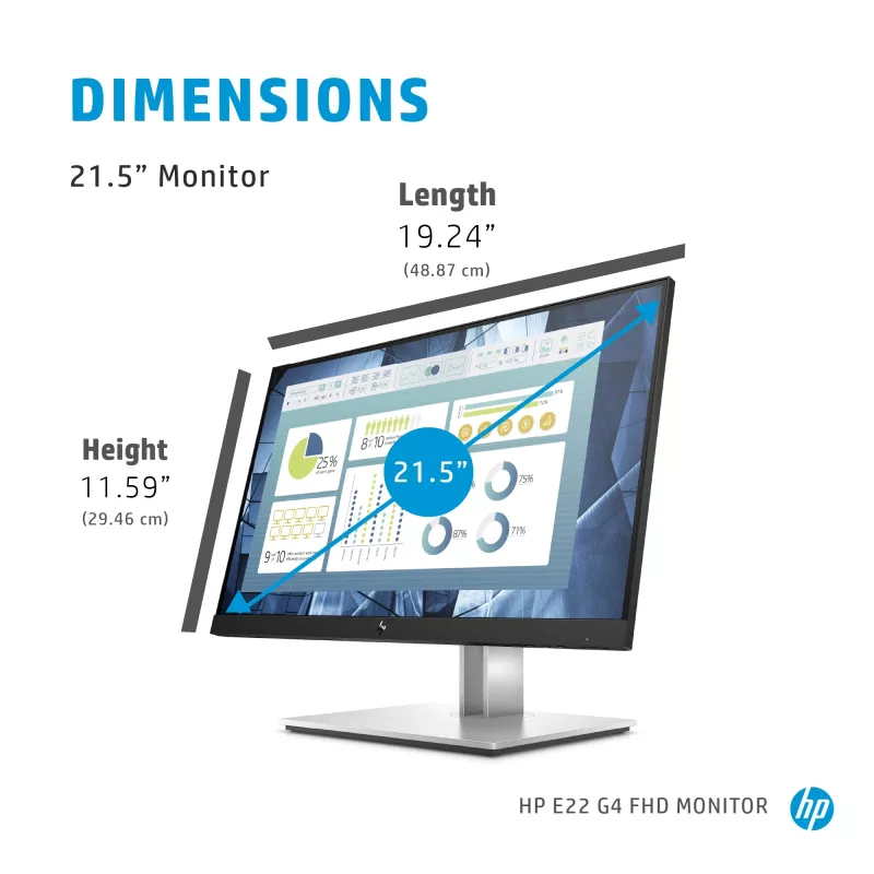 HP E-Series E22 G4 computer monitor 54.6 cm (21.5 inch) 1920 x 1080 pixels Full HD LCD Black, Silver