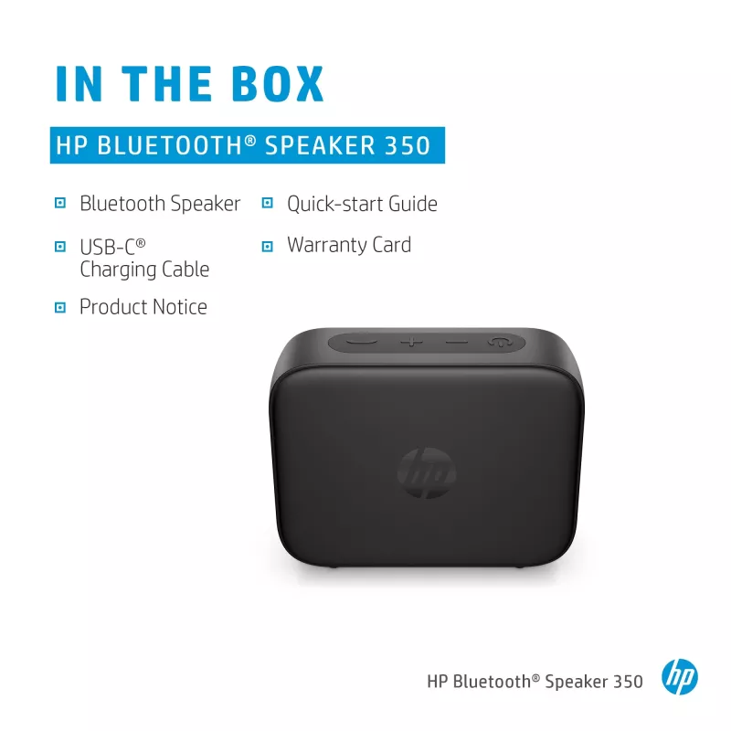 HP Silver Bluetooth Speaker 350, Wireless, White, Universal, Built-in battery, 180 g, 78.5 mm
