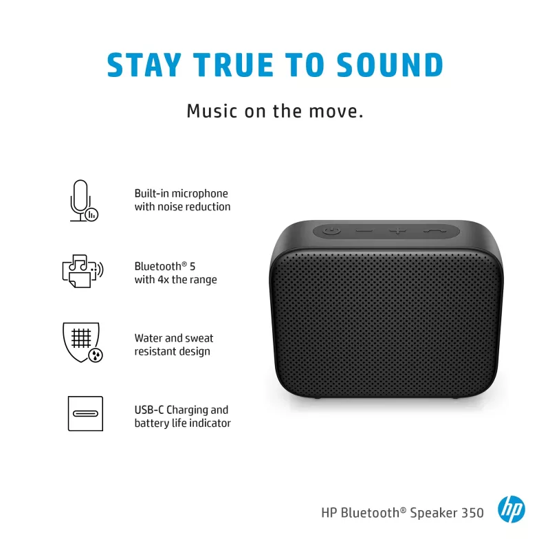 HP Silver Bluetooth Speaker 350, Wireless, White, Universal, Built-in battery, 180 g, 78.5 mm