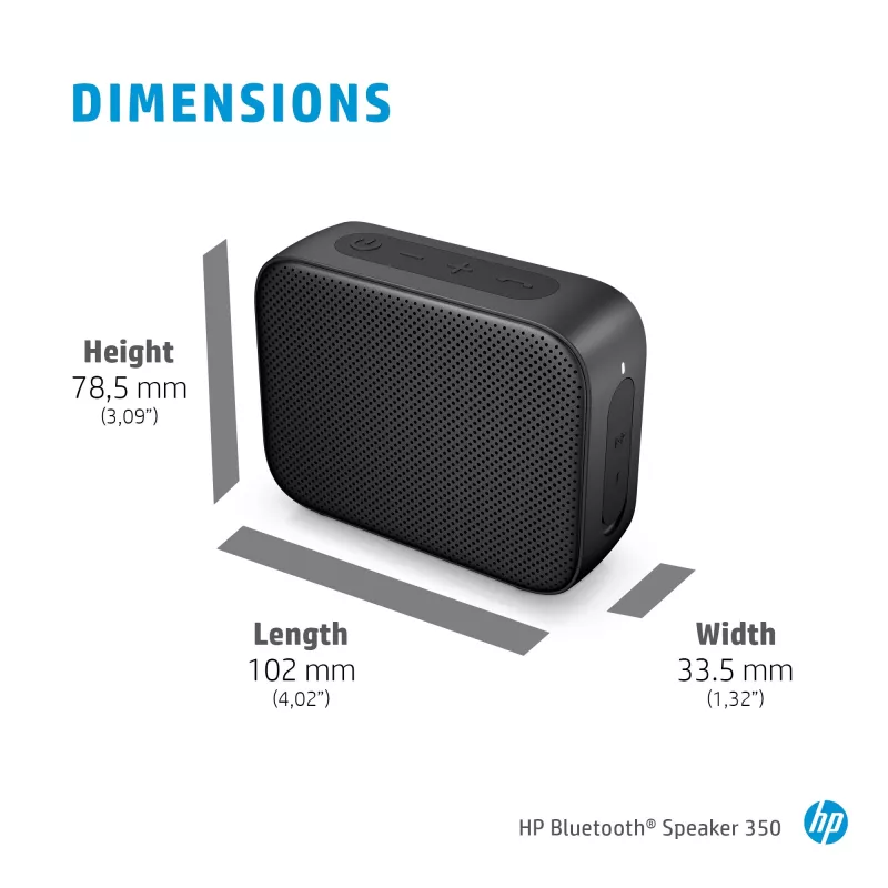 HP Silver Bluetooth Speaker 350, Wireless, White, Universal, Built-in battery, 180 g, 78.5 mm