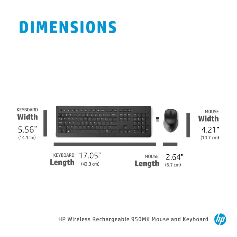 HP Wireless Rechargeable 950MK Mouse and Keyboard Full-size Wireless Mechanical
