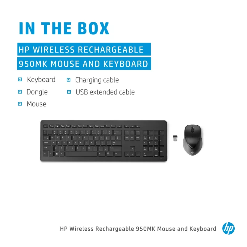 HP Wireless Rechargeable 950MK Mouse and Keyboard Full-size Wireless Mechanical