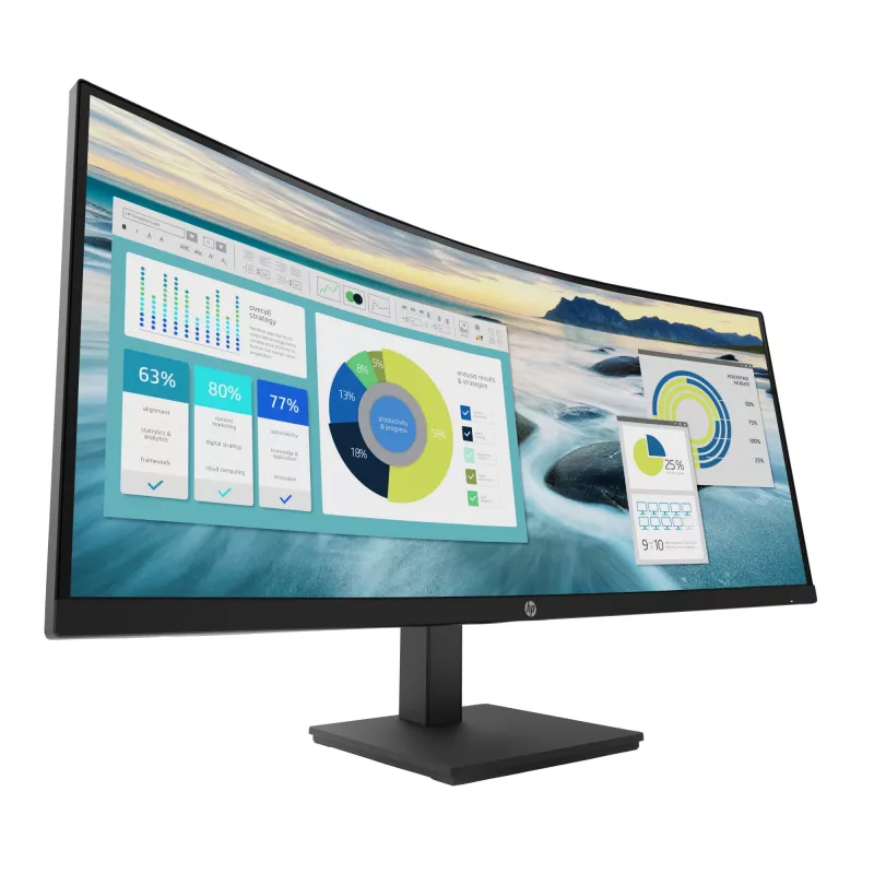 HP P34hc G4 WQHD USB-C Curved Monitor, 86.4 cm (34 inch), 3440 x 1440 pixels, Wide Quad HD, LCD, 5 ms, Black
