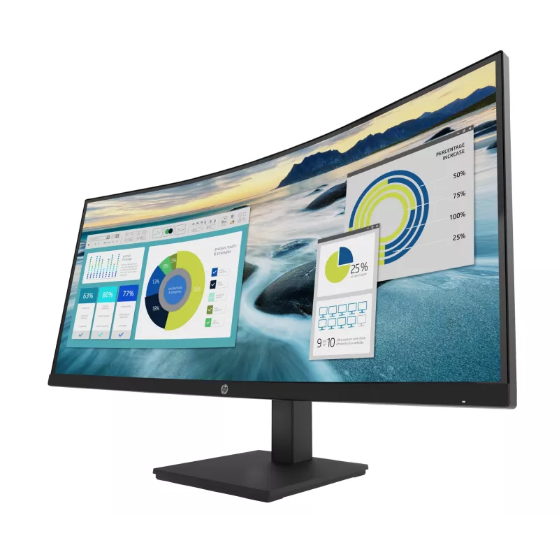 HP P34hc G4 WQHD USB-C Curved Monitor, 86.4 cm (34 inch), 3440 x 1440 pixels, Wide Quad HD, LCD, 5 ms, Black