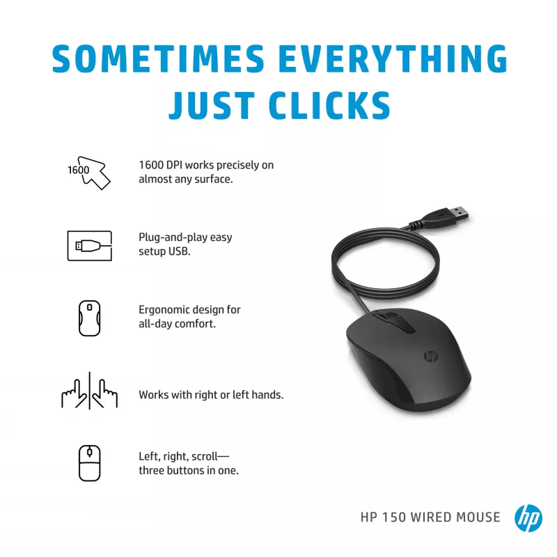 Mouse HP 150 Wired USB Type-A