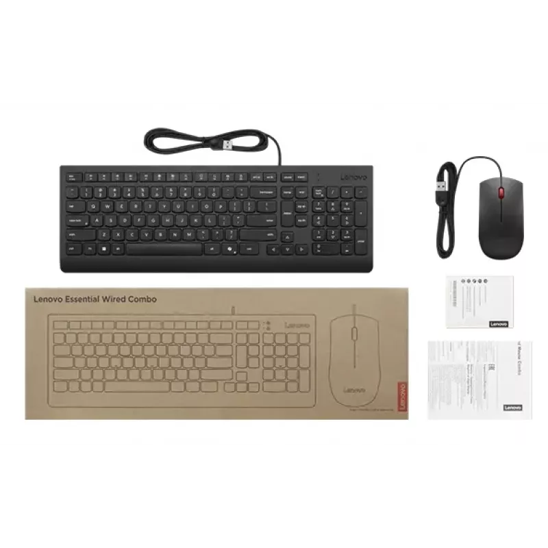 Wired Full-size USB Keyboard and Mouse Set Lenovo 4X31R64409 — 100% layout, 1.8 m cable, Black, Danish