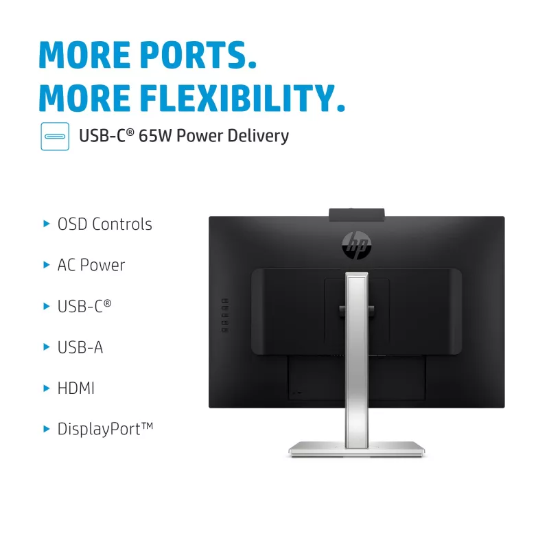 HP E27m G4 QHD USB-C Conferencing Monitor, 68.6 cm (27 inch), 2560 x 1440 pixels, Quad HD, LCD, 5 ms, Black, Silver