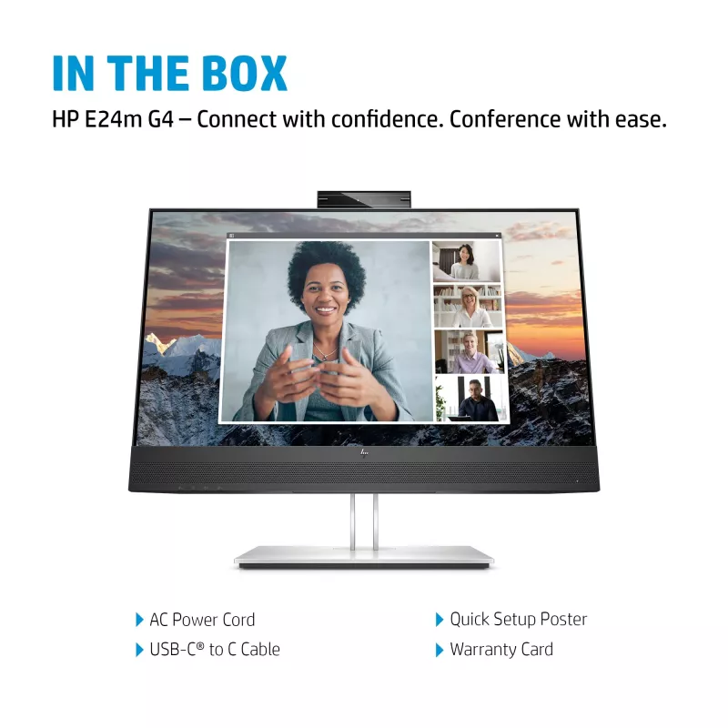 HP E24m G4 FHD USB-C Conferencing Monitor, 60.5 cm (23.8 inch), 1920 x 1080 pixels, Full HD, LCD, 5 ms, Black, Silver