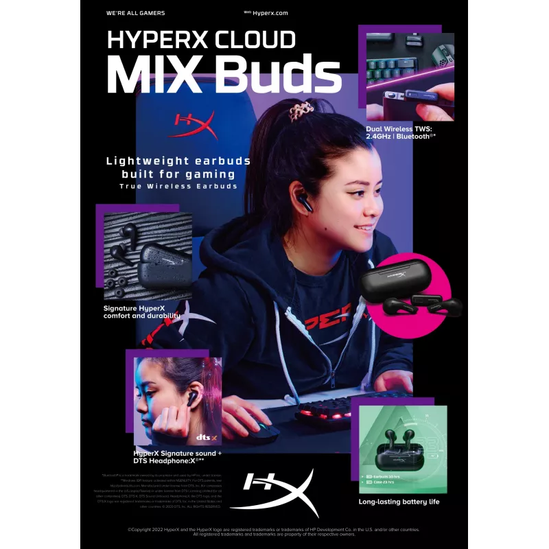 HyperX Cloud MIX Buds Wireless Headphones (Black)