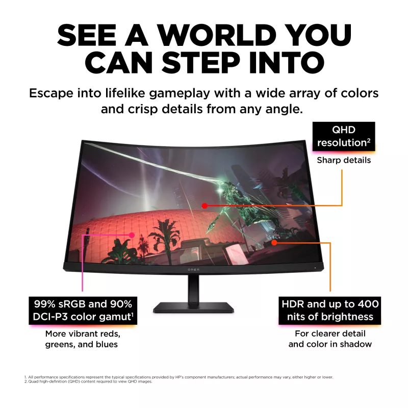 OMEN by HP 31.5 inch QHD 165Hz Curved Gaming Monitor - OMEN 32c