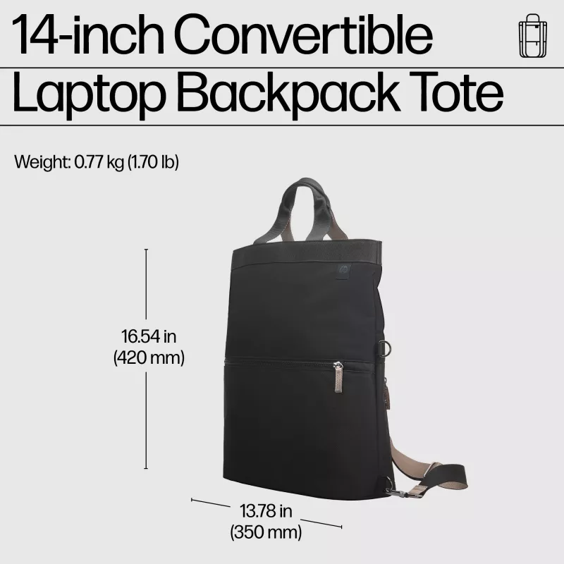 HP 14-inch Convertible Laptop Backpack Tote Case type: Backpack Maximum screen size: 35.8 cm Weight: 770 g