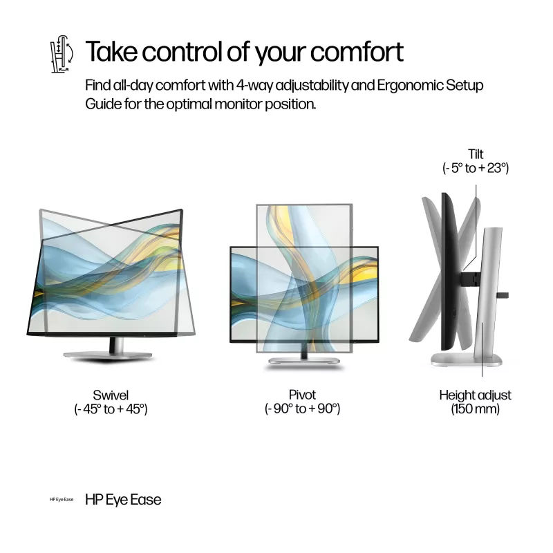 HP Series 5 Pro 24 inch WUXGA Monitor - 524pn, 61 cm (24 inch), 1920 x 1200 pixels, WUXGA, LCD, 5 ms, Black