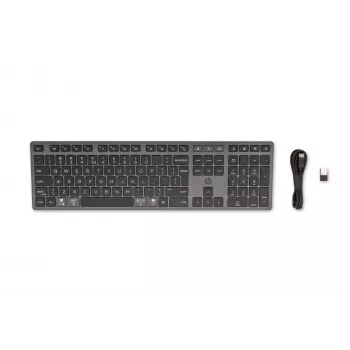 HP 720 Multi-Device Rechargeable Wireless Keyboard, Full-size (100%), Wireless, USB + Bluetooth, Mechanical, QWERTY, Black
