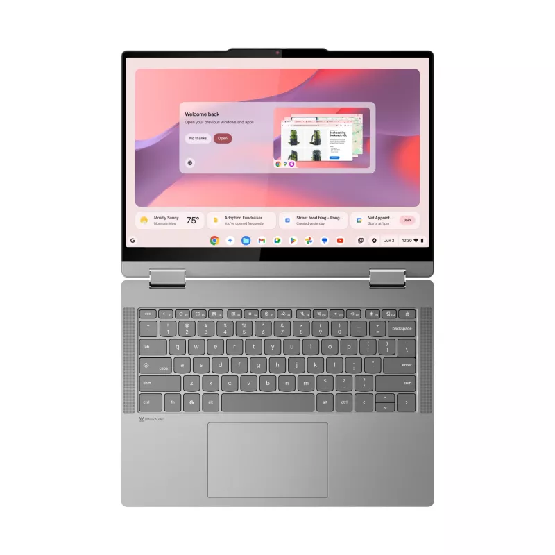 Lenovo Chrome 2in1 14IRU10 Intel Core 5 120U Chromebook 35.6 cm (14 inch) Touchscreen WUXGA 8 GB LPDDR5-SDRAM 128 GB UFS Wi-Fi 6E (802.11ax) ChromeOS English Grey