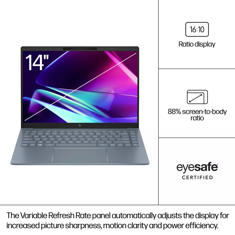 HP Pavilion Plus 14-ew1006na Intel Core Ultra 5 125H Laptop 35.6 cm (14 inch) WQXGA 16 GB LPDDR5x-SDRAM 512 GB SSD Wi-Fi 6E (802.11ax) Windows 11 Home AI PC Silver (Refurbished)