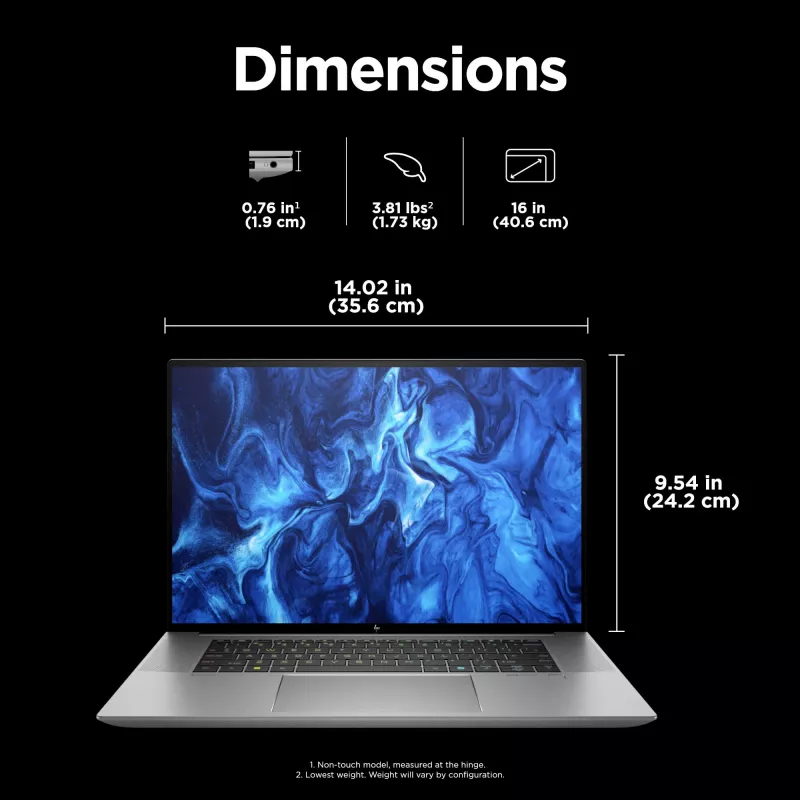 HP ZBook Studio G11 Intel Core Ultra 7 155H 40.6 cm (16 inch) WUXGA 32 GB DDR5-SDRAM NVIDIA RTX 2000 Ada Wi-Fi 7 (802.11be) Windows 11 Pro AI Workstation, AI PC