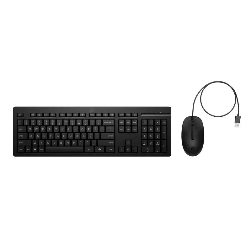 HP 225 Wired Mouse and KB G2 Belgium - English localization AZERTY BE - Maus - AZERTY keyboard Mouse included Office USB Black