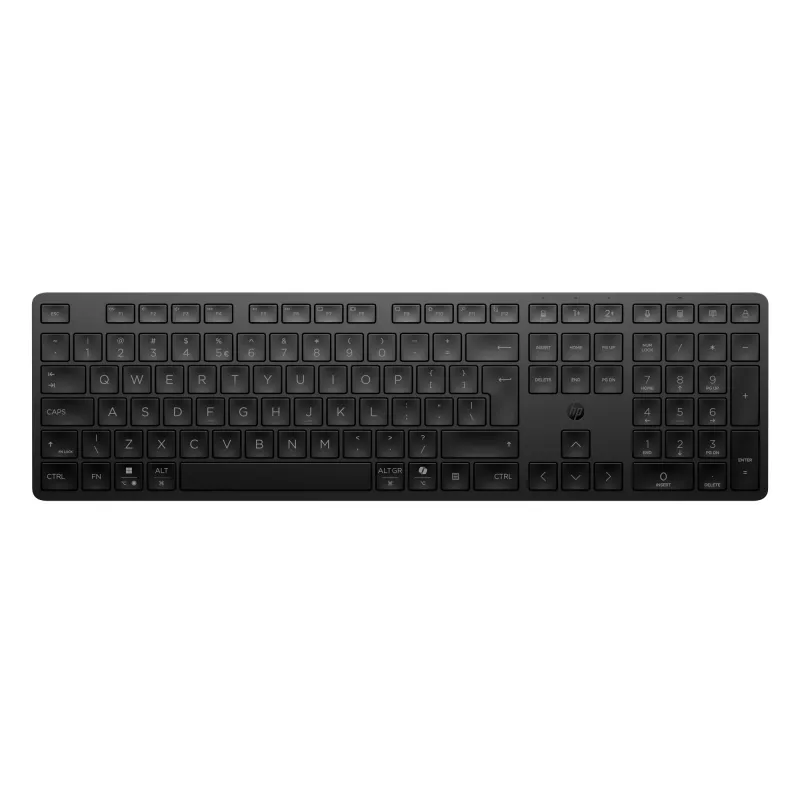 HP 495K Multi-Device Dual-Mode Keyboard, Full-size (100%), Wireless, USB + Bluetooth, Black