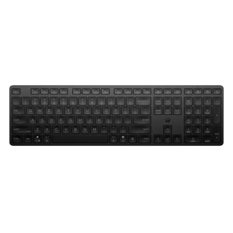 HP 495K Multi-Device Dual-Mode Keyboard, Full-size (100%), Wireless, USB + Bluetooth, Black