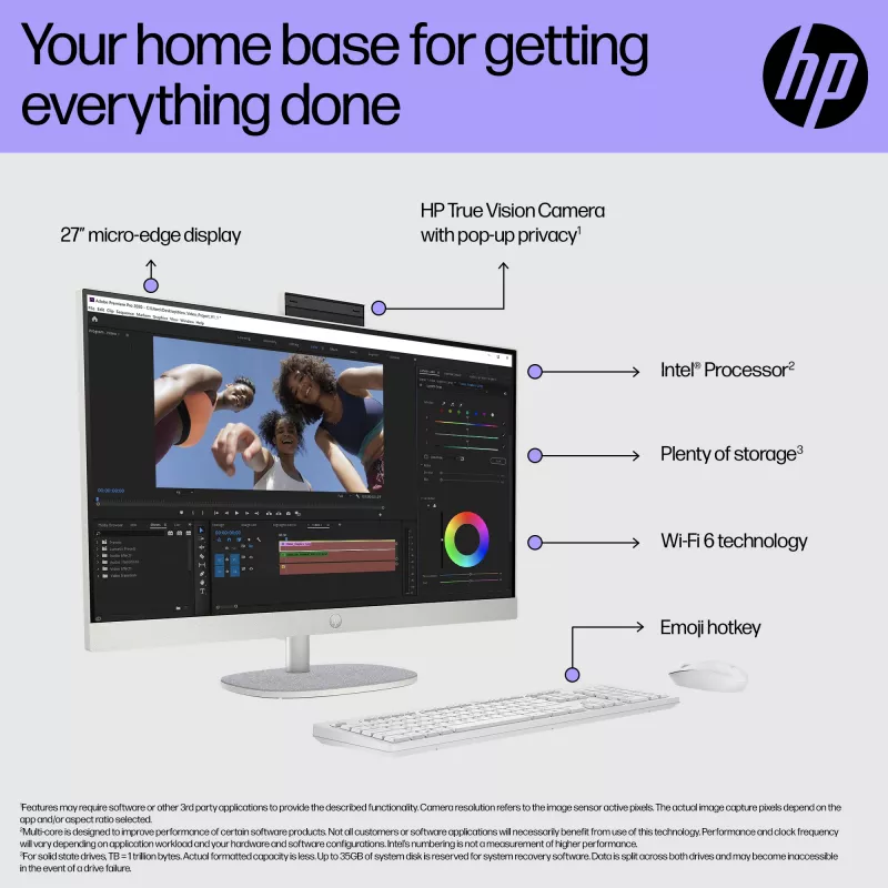 HP All-in-One 27-cr0048na Intel® Core™ i7 i7-1355U 68.6 cm (27 inch) 1920 x 1080 pixels All-in-One PC 8 GB DDR4-SDRAM 1 TB SSD Windows 11 Home Wi-Fi 6 (802.11ax) White