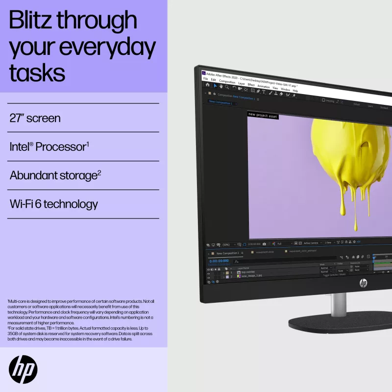 HP All-in-One 27-cr0048na Intel® Core™ i7 i7-1355U 68.6 cm (27 inch) 1920 x 1080 pixels All-in-One PC 8 GB DDR4-SDRAM 1 TB SSD Windows 11 Home Wi-Fi 6 (802.11ax) White